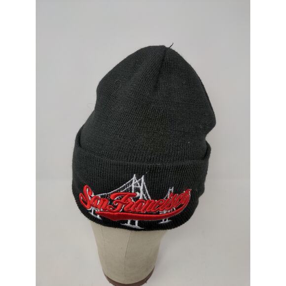 San Francisco Beanie Hat Golden Gate Bridge Embroidered Black - Picture 2 of 11